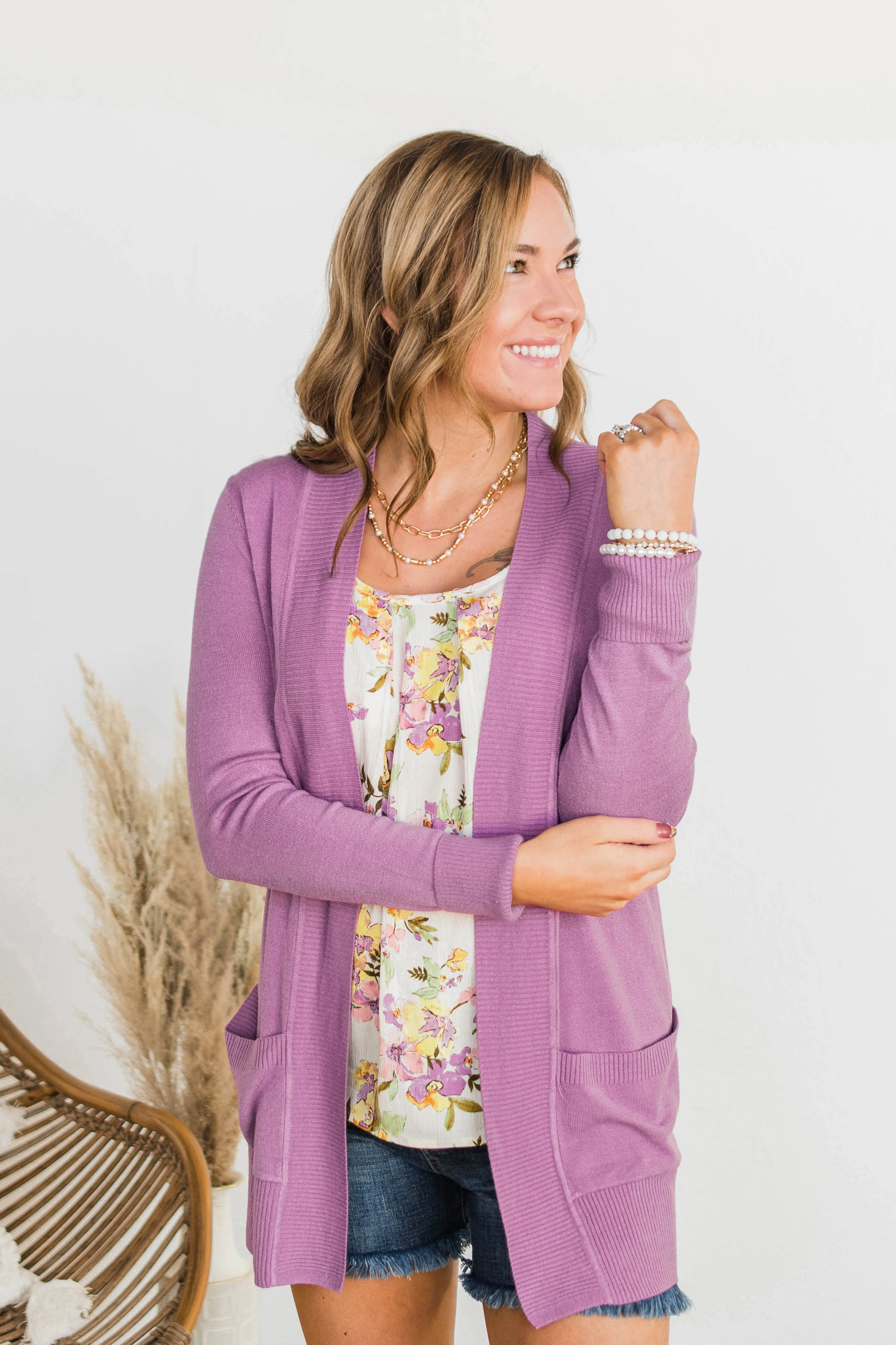 Essential Cardigan- Orchid