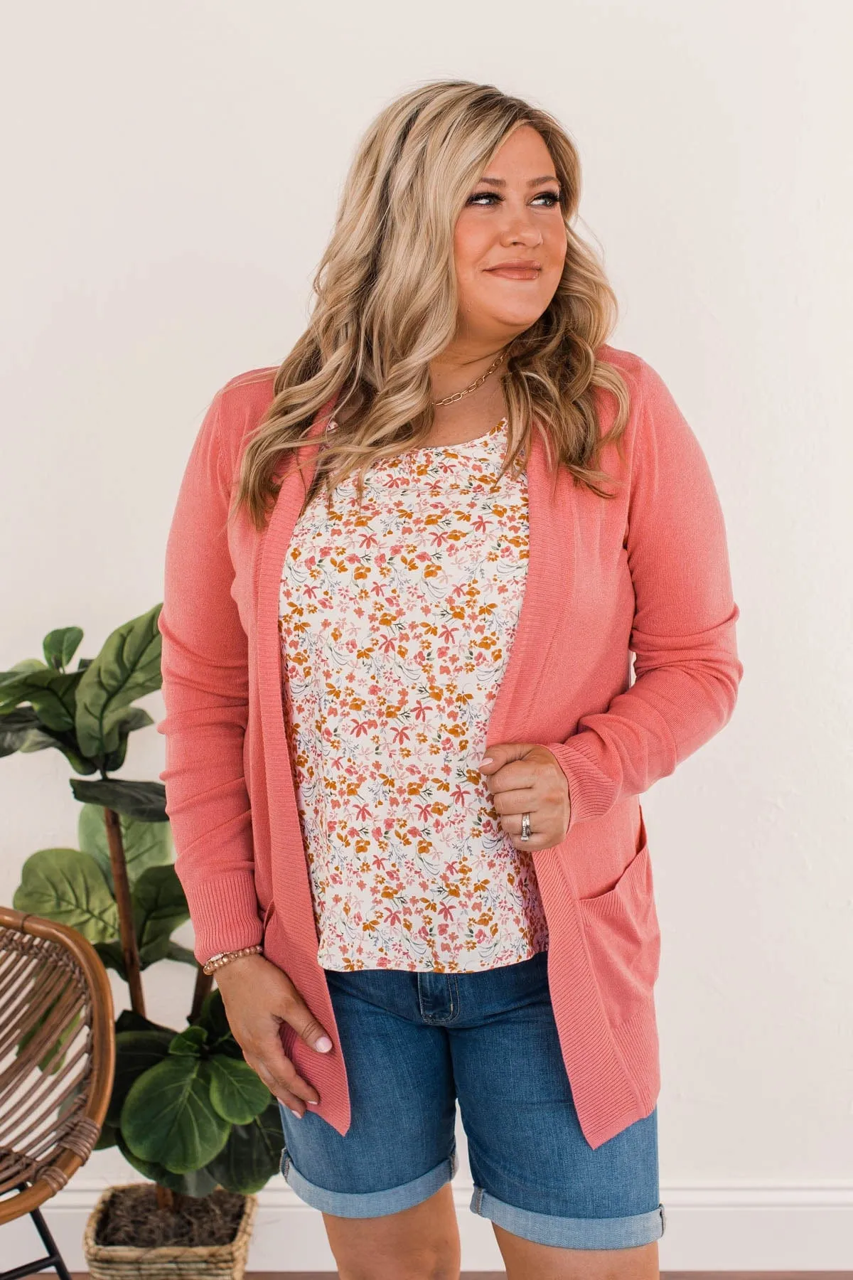 Essential Cardigan- Rose