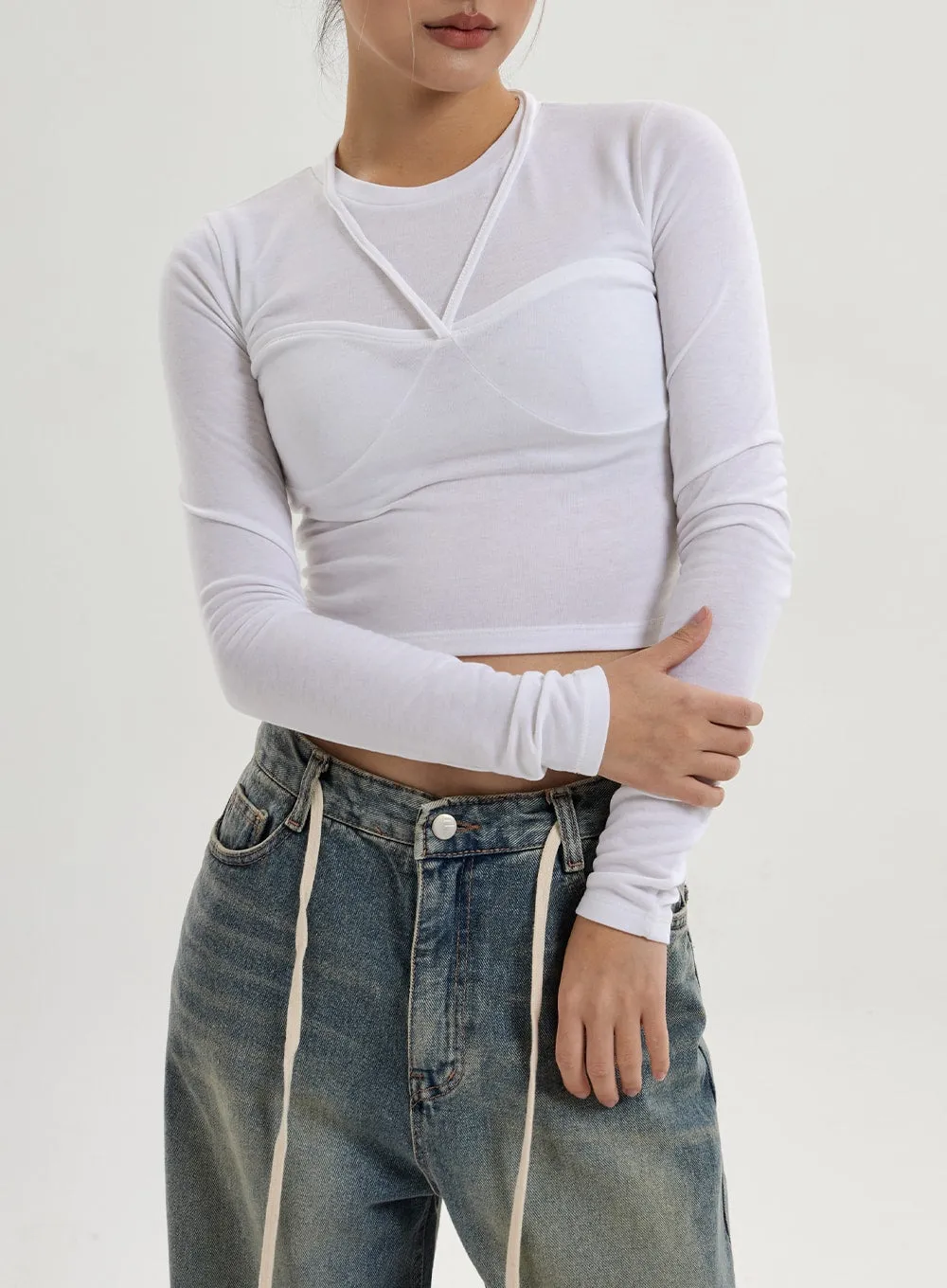 Fake Layered Crop Top CN17