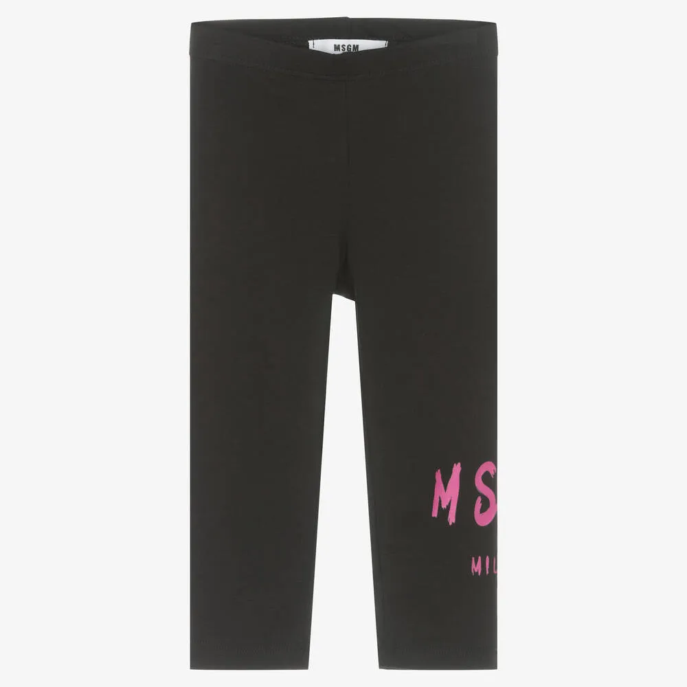 Girls Black Cotton Leggings