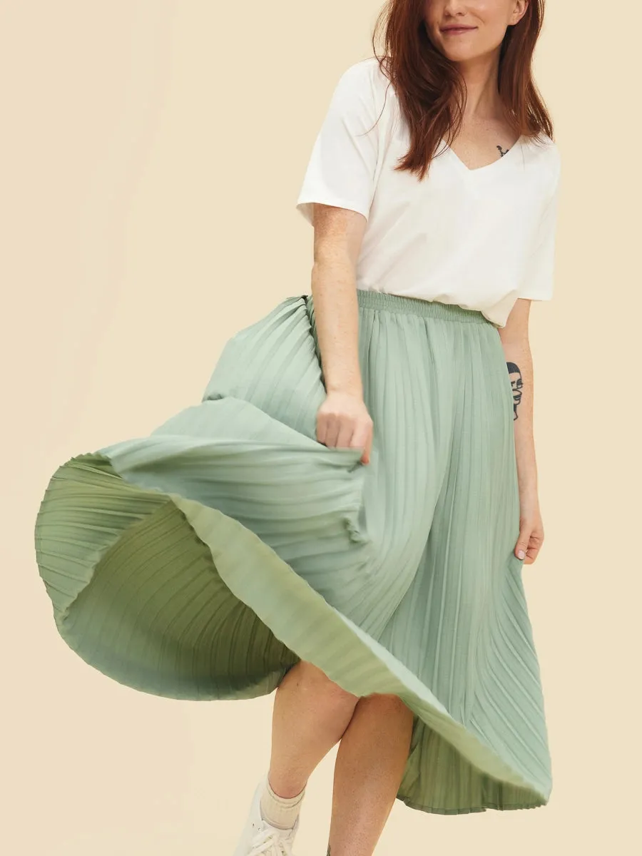 Hazel Sage Pleated Skirt