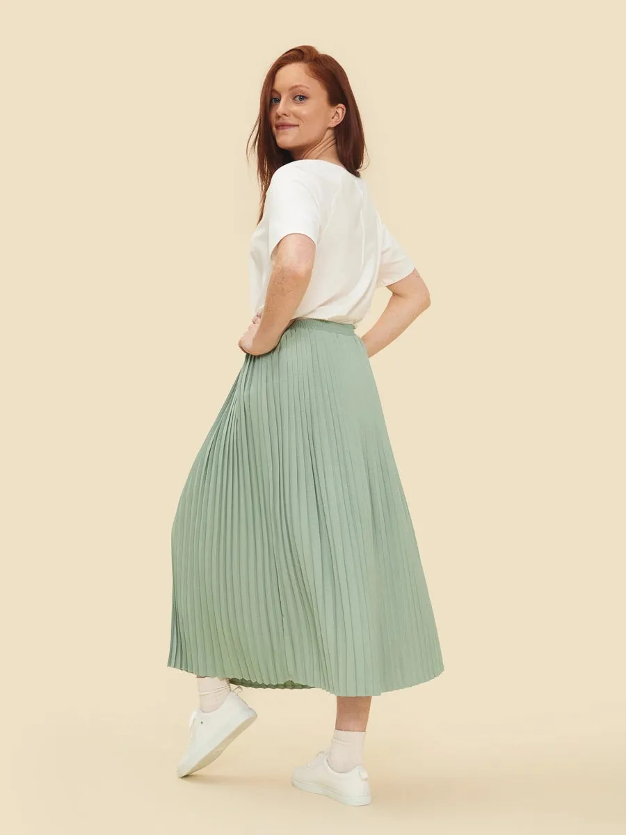 Hazel Sage Pleated Skirt