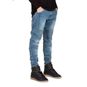 Hiphop Style Men's Skinny Strech Slim Racer Biker Denim Jeans