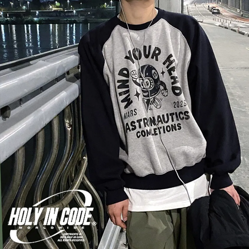 HOLY IN CODE  |Crew Neck Unisex Sweat Street Style U-Neck Long Sleeves