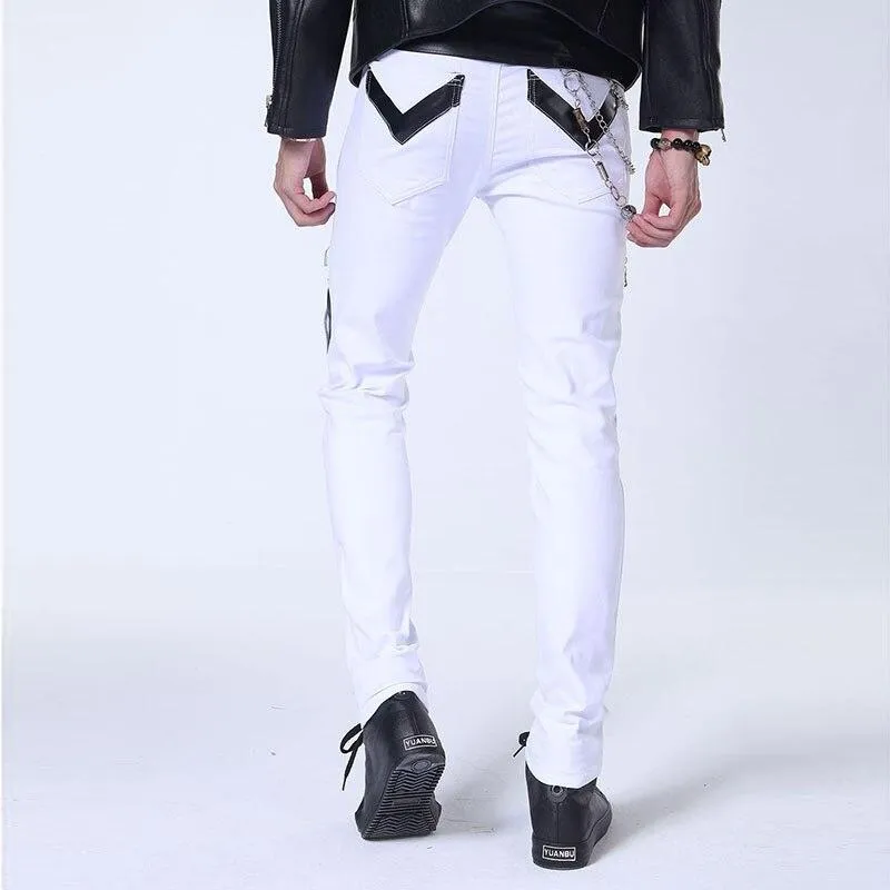 Idopy Multi-Zipper Jeans with Chain Patchwork - Punk Gothic Stage Party Style