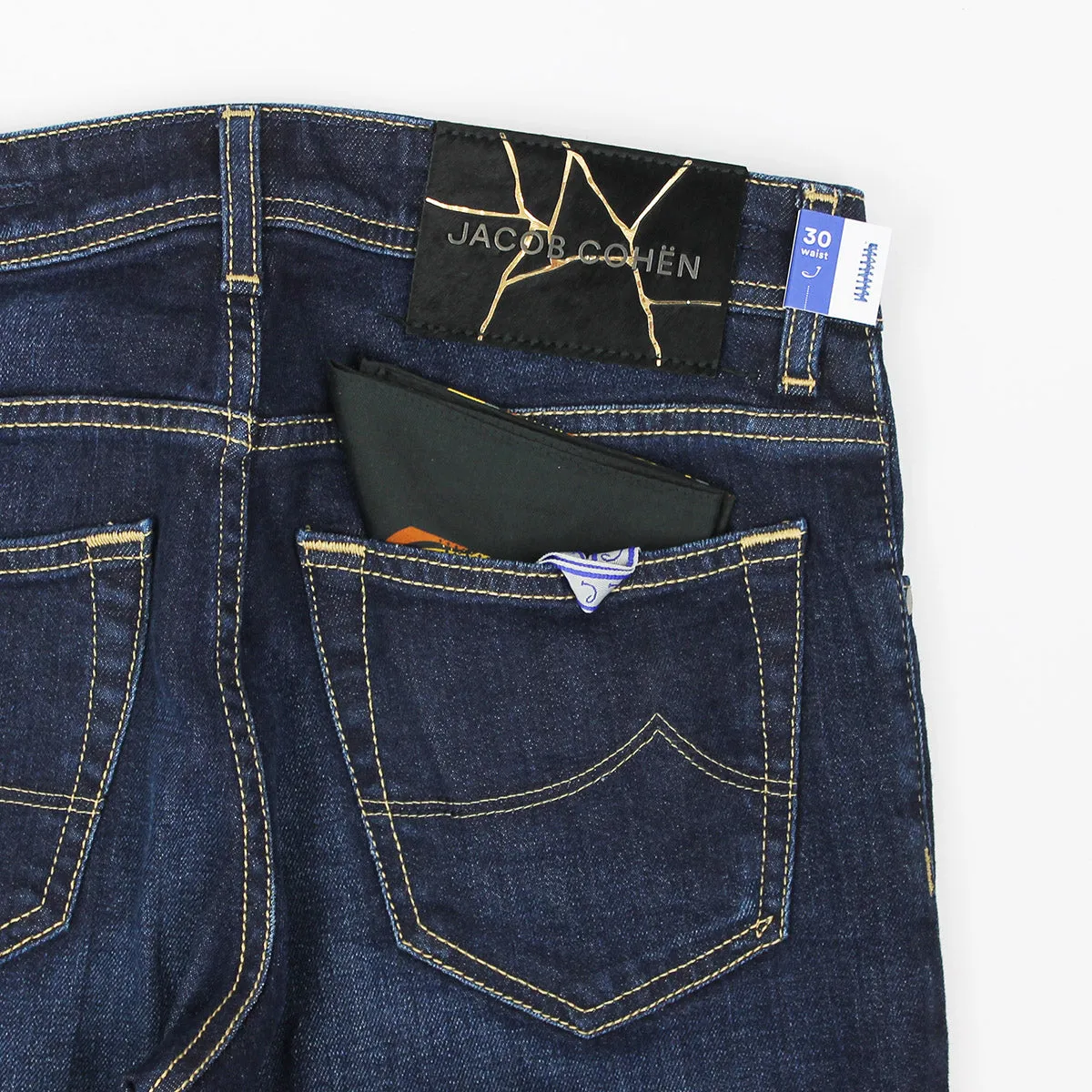 Jacob Cohen - M06 Nick Dark Denim Jeans With Black/Gold Badge