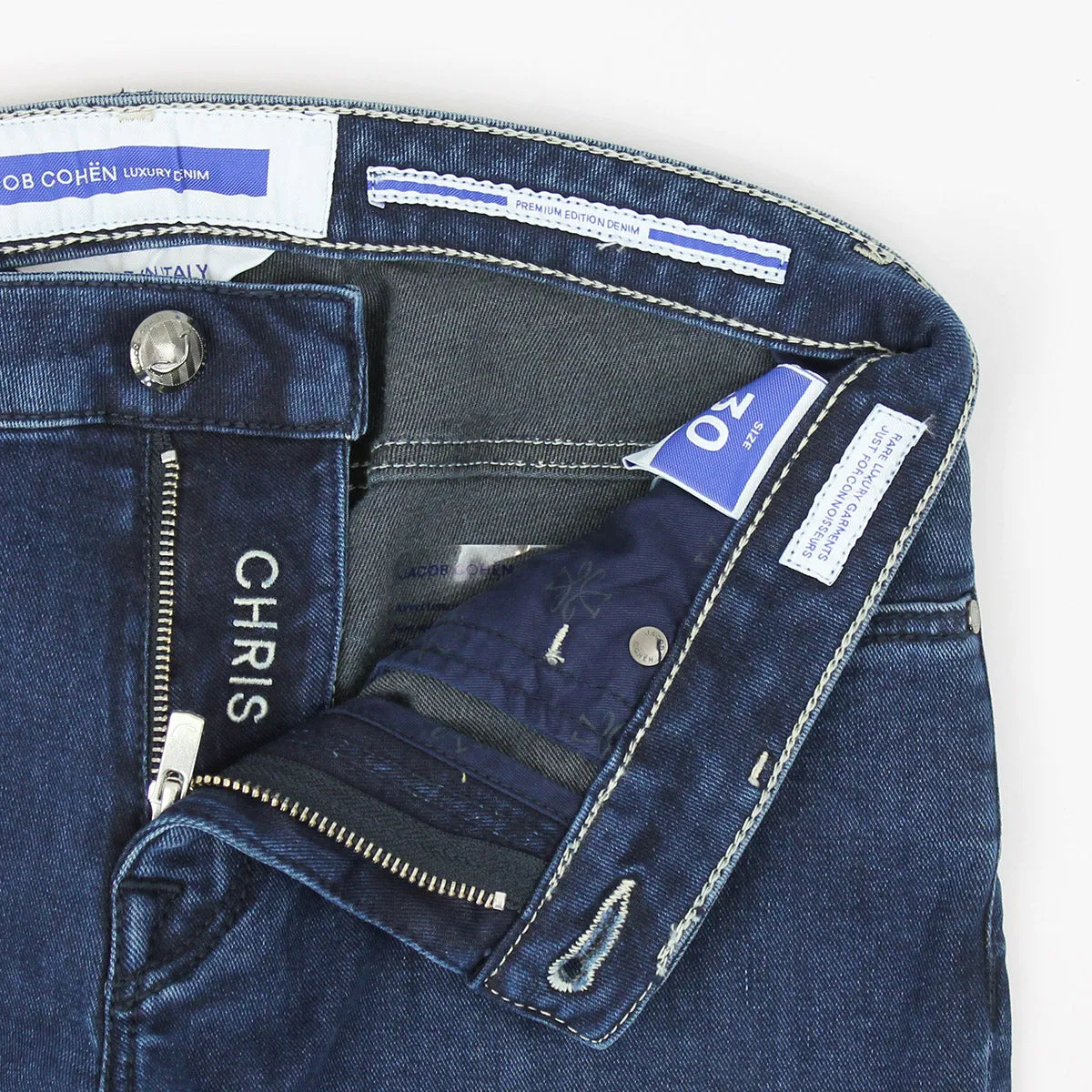 Jacob Cohen - M13 Chris Skinny Fit Blue Jeans with Blue Badge