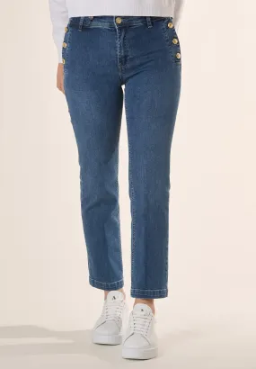 Jeans bottoni dorati denim stretch