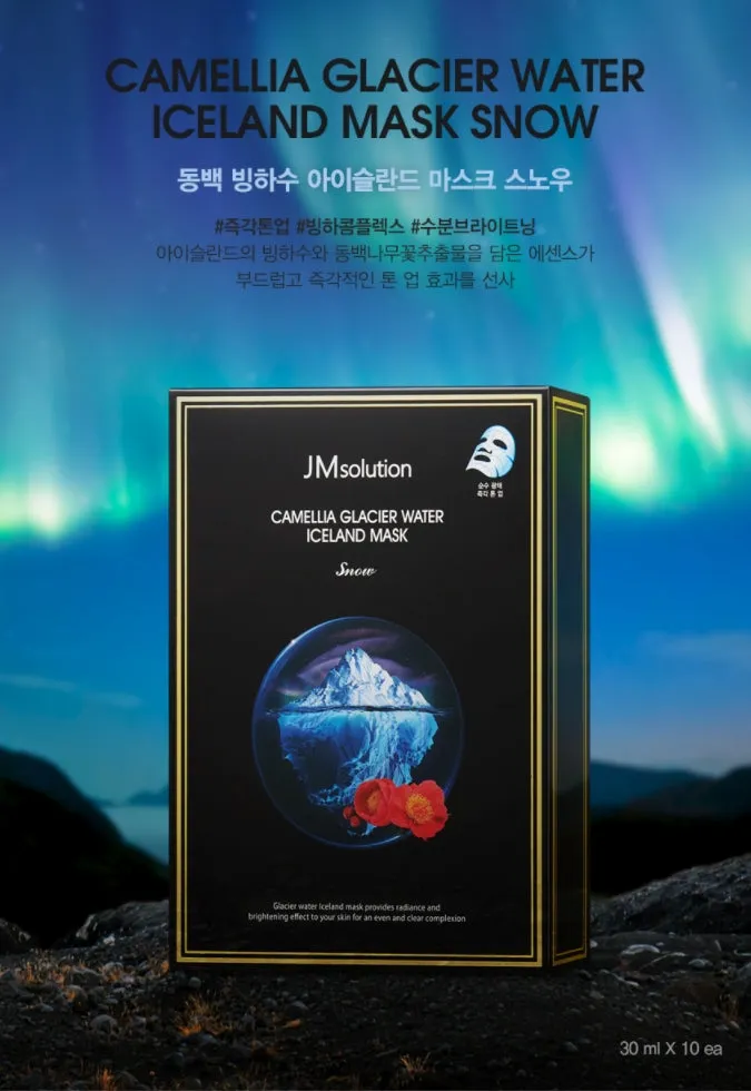 JM Solution Camellia Glacier Water Iceland Mask Snow Moisture Skin Tone up Glow Brightening