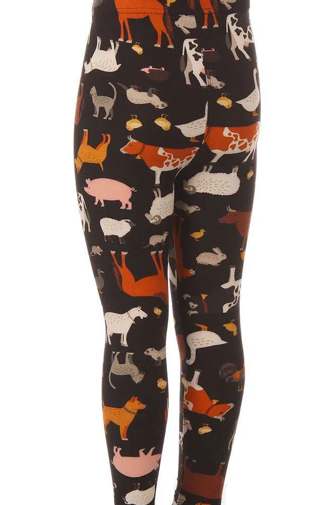 Kid's Colorful Animal Cow Lamb Pattern Printed Leggings