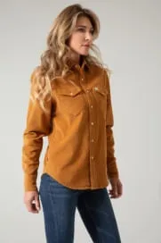 Kimes Ranch Womens Camel Dixon Corduroy Long Sleeve Shirt