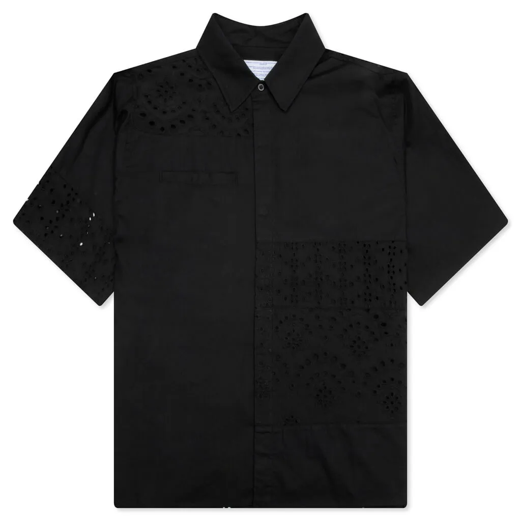 Lace Button Up - Black