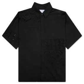 Lace Button Up - Black