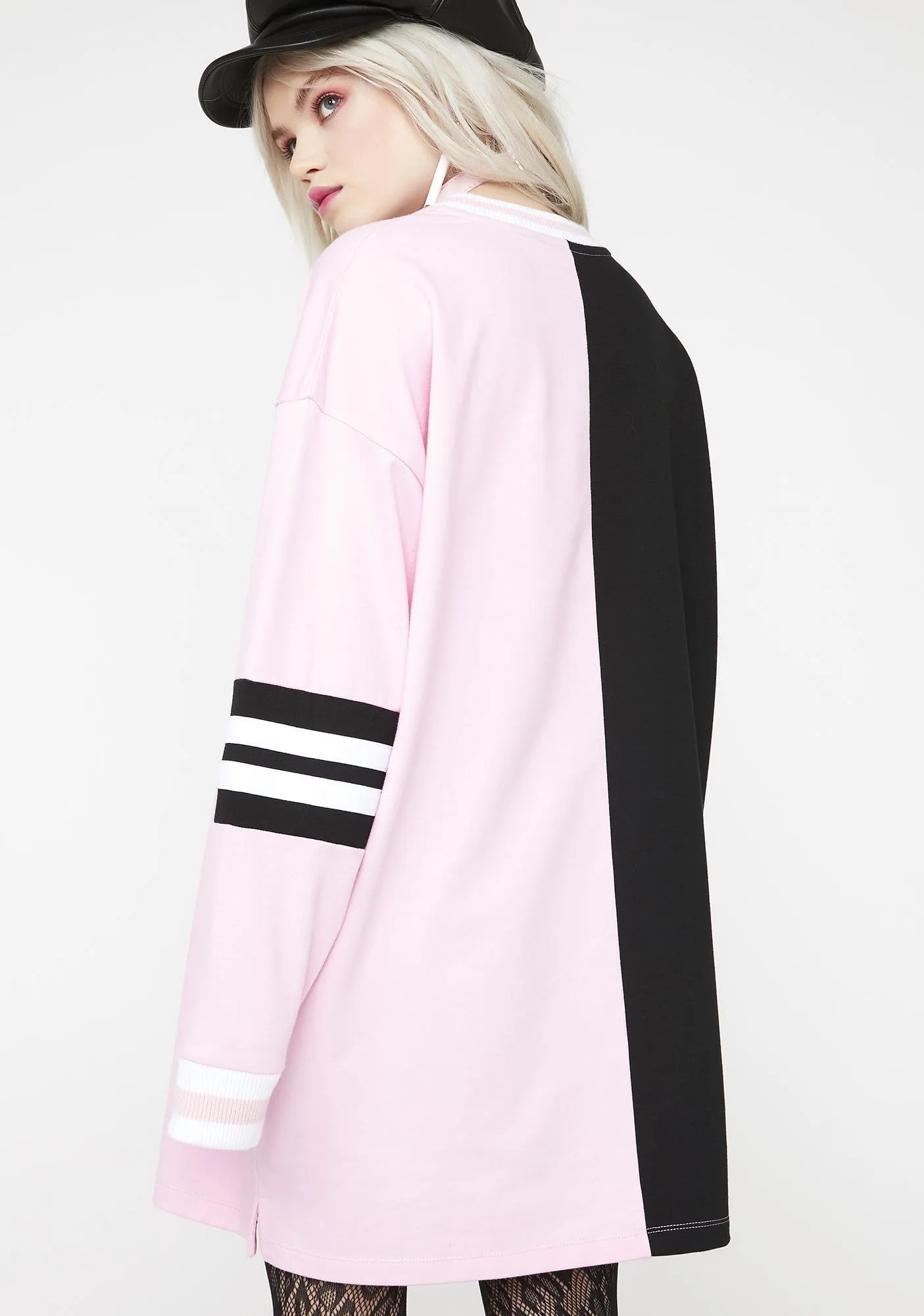 LAZY OAF  |Blended Fabrics Street Style V-Neck Collaboration