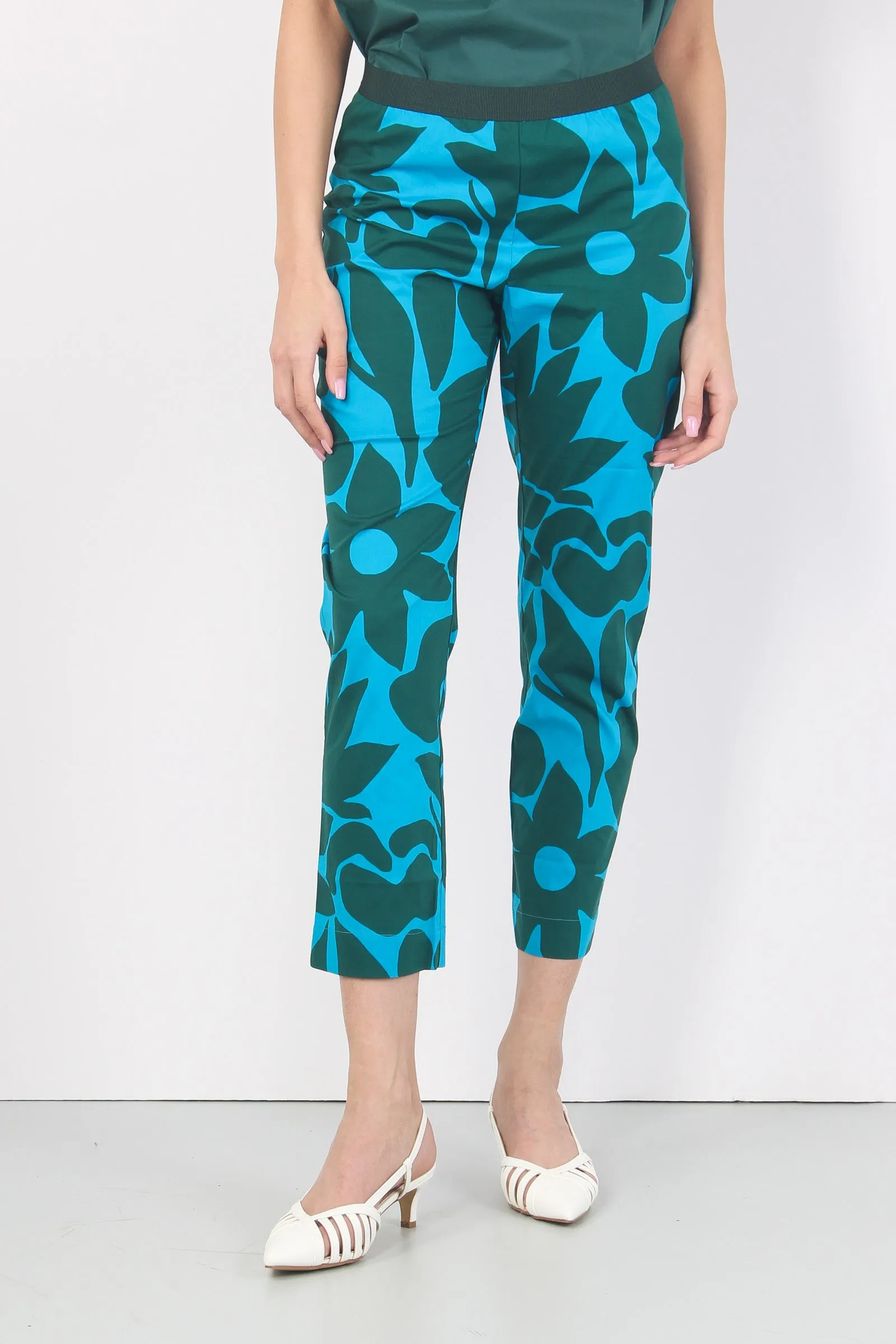 Leggings Fantasia Fiori Turchese/blu