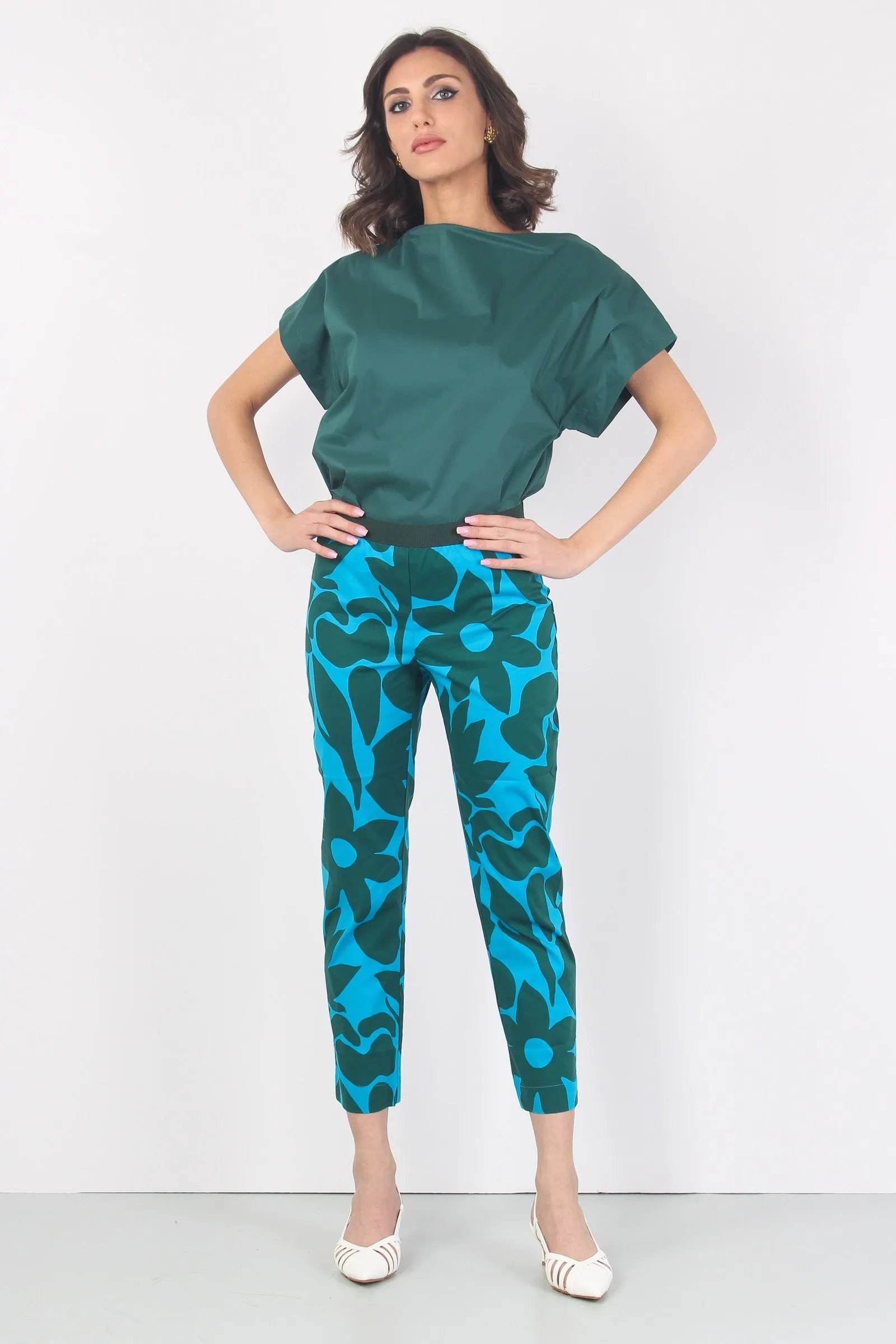 Leggings Fantasia Fiori Turchese/blu