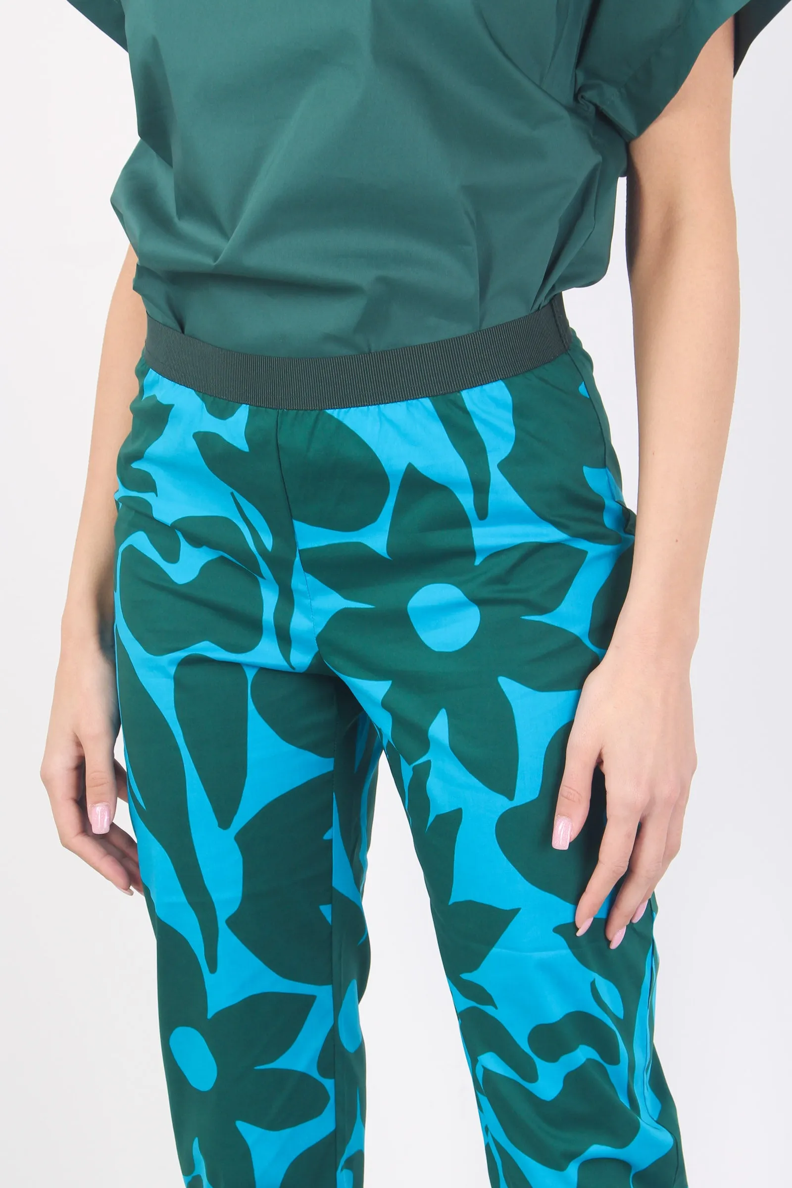 Leggings Fantasia Fiori Turchese/blu