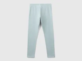 Leggings in stretch cotton with logo - Pearl Gray | Benetton