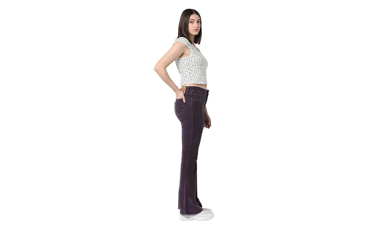 Levi's 726 High Rise Flare In Plum Perfect Corduroy