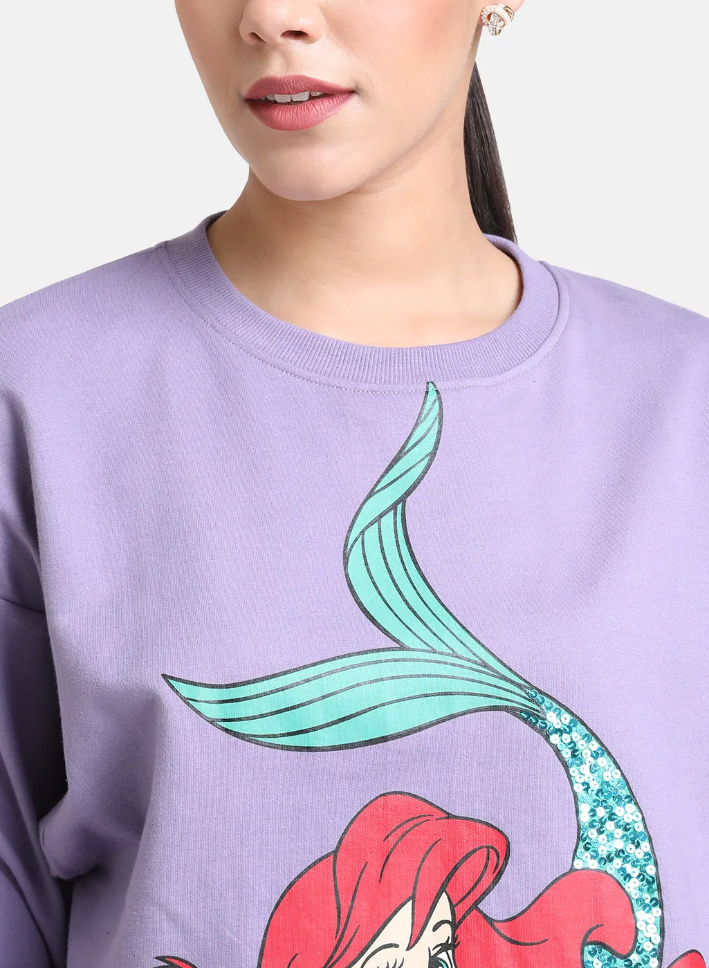 Little Mermaid Disney Crop Sequin Sweat