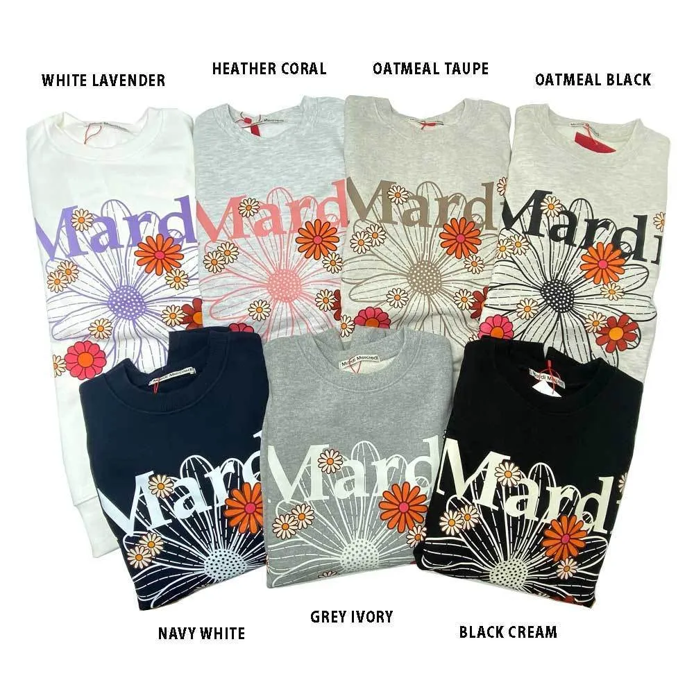 Mardi Mercredi  |Crew Neck Flower Patterns Unisex Street Style Long Sleeves