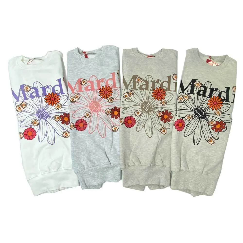 Mardi Mercredi  |Crew Neck Flower Patterns Unisex Street Style Long Sleeves