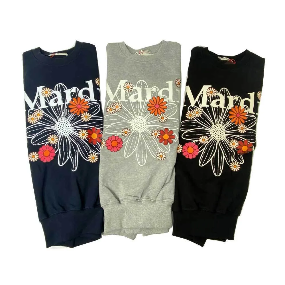 Mardi Mercredi  |Crew Neck Flower Patterns Unisex Street Style Long Sleeves