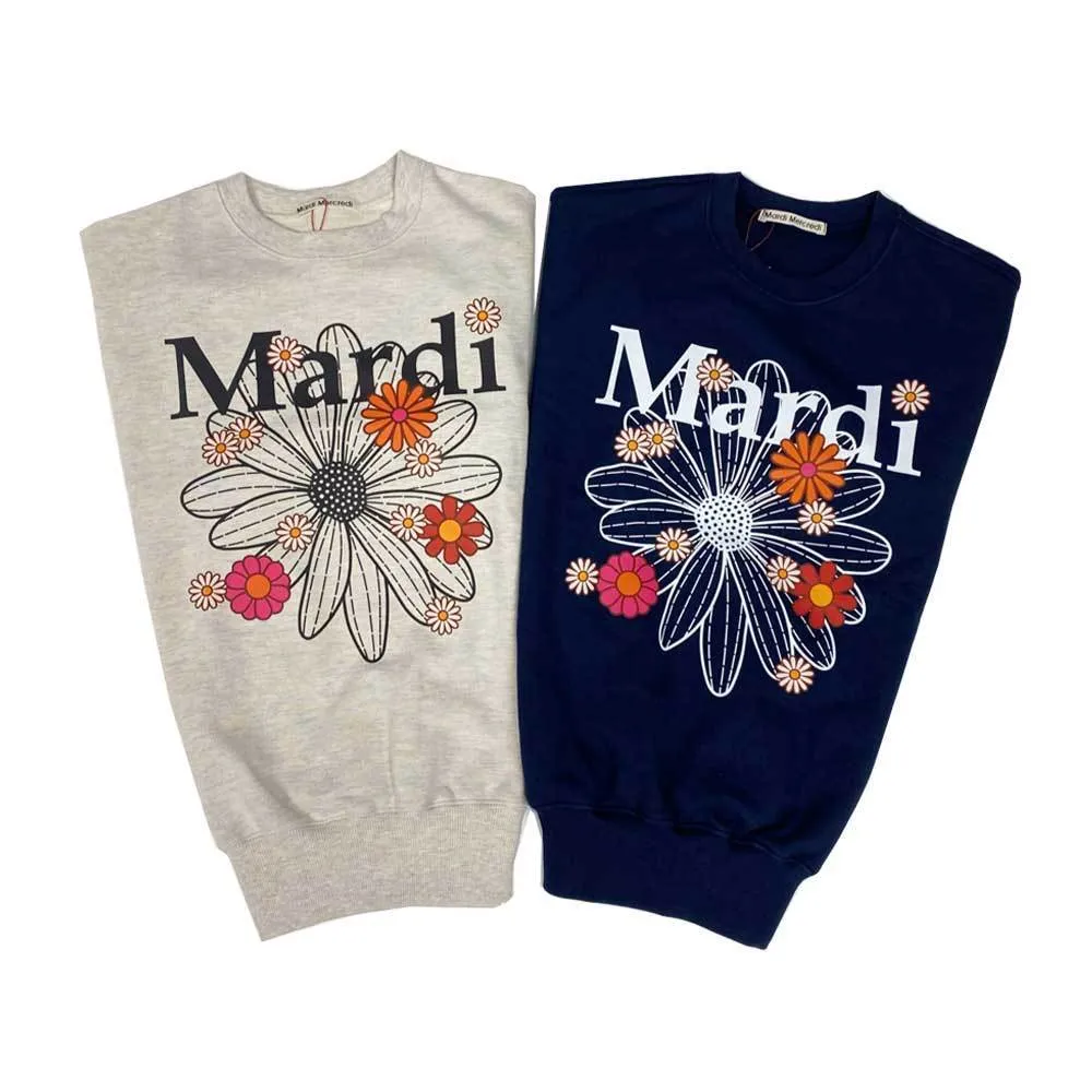 Mardi Mercredi  |Crew Neck Flower Patterns Unisex Street Style Long Sleeves