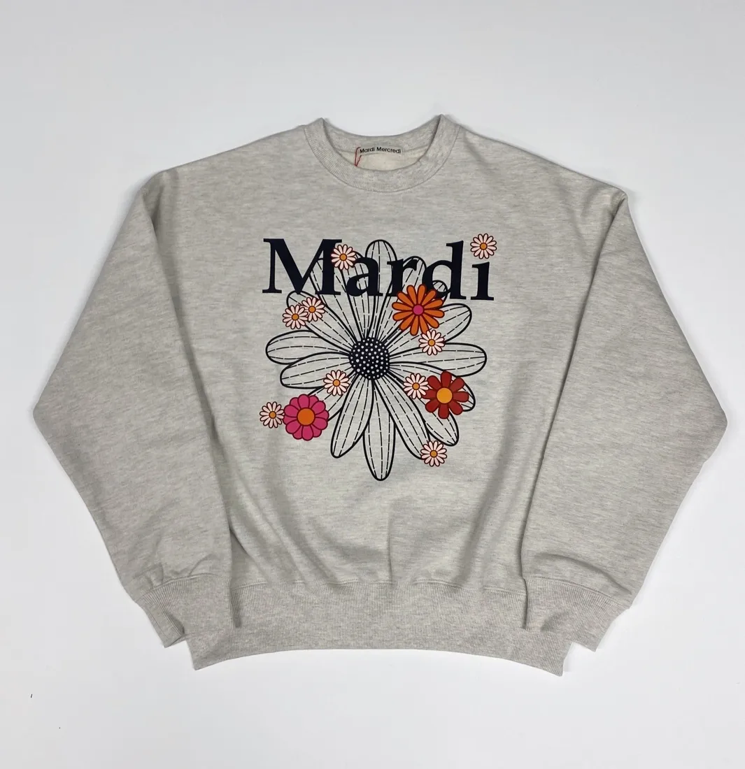 Mardi Mercredi  |Crew Neck Flower Patterns Unisex Street Style Long Sleeves