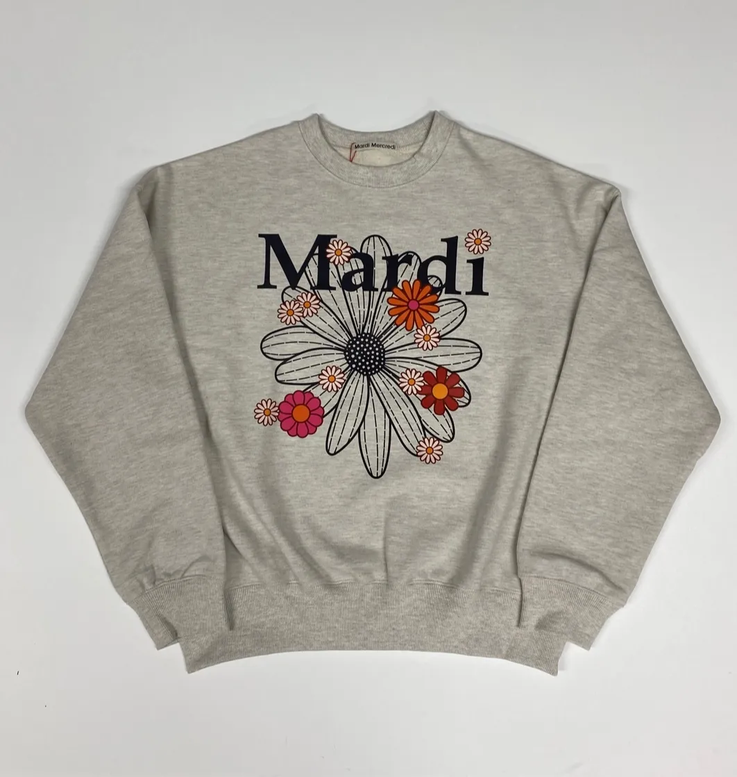 Mardi Mercredi  |Crew Neck Flower Patterns Unisex Street Style Long Sleeves