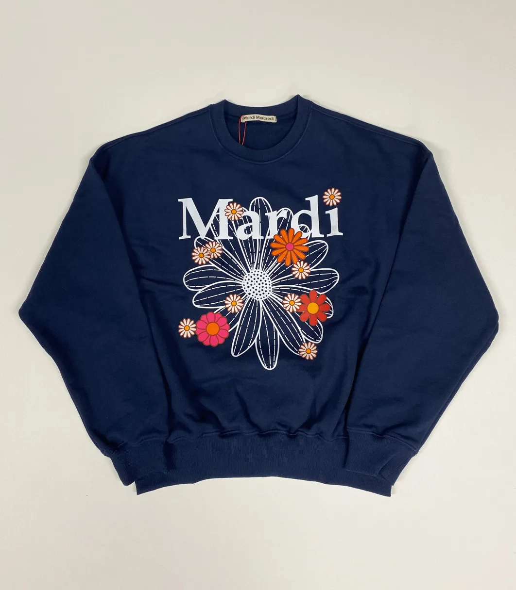 Mardi Mercredi  |Crew Neck Flower Patterns Unisex Street Style Long Sleeves