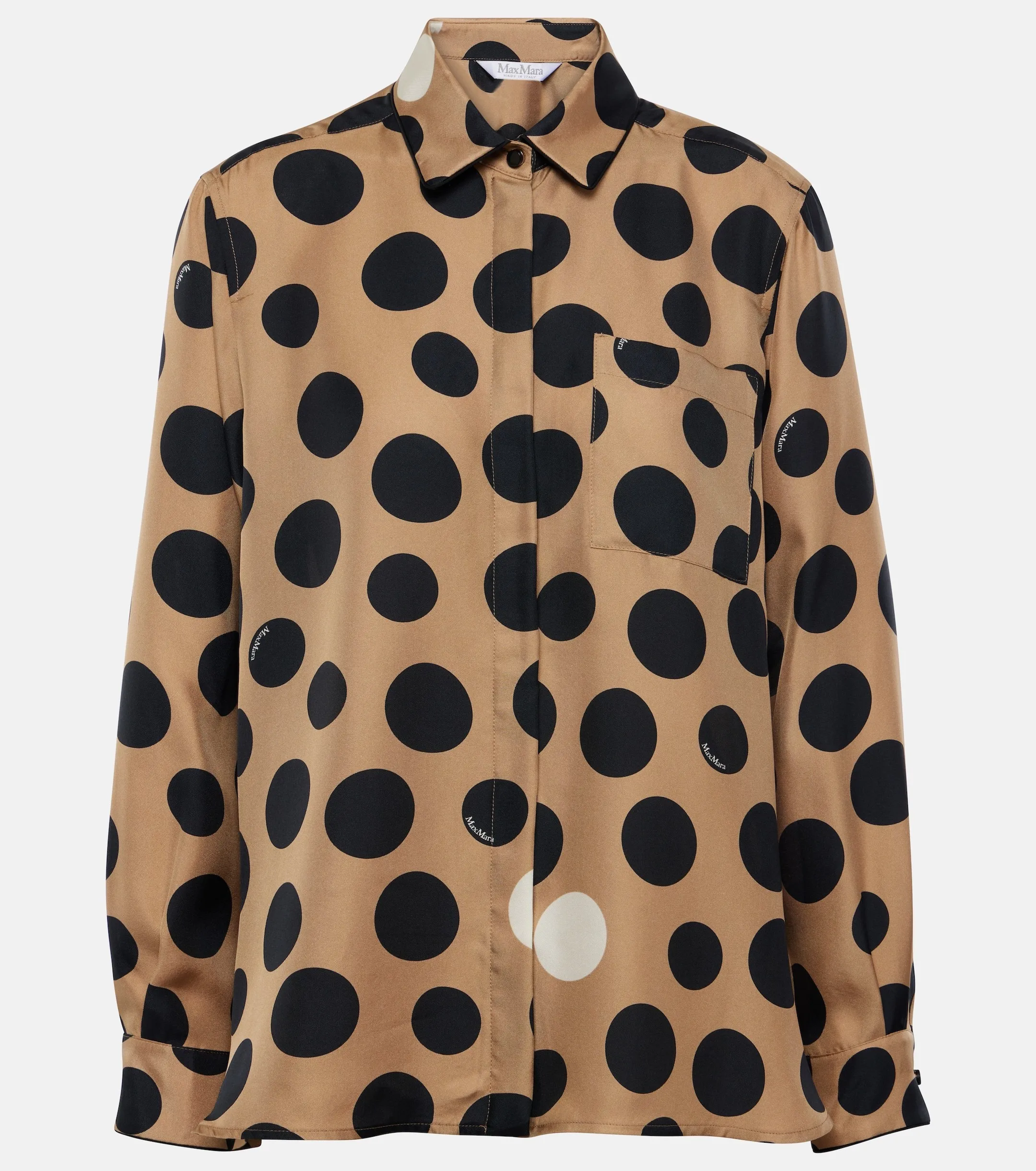 MaxMara  |Dots Lace-up Casual Style Silk Blended Fabrics Long Sleeves