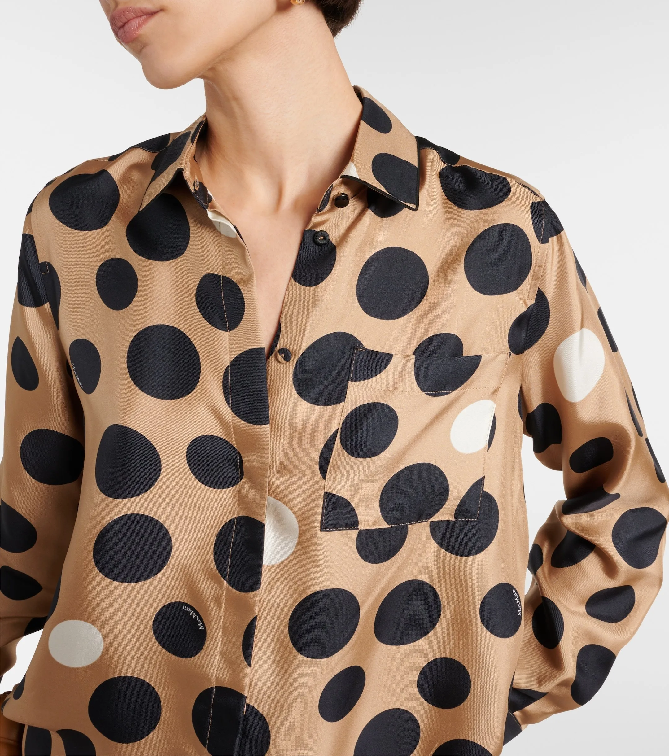 MaxMara  |Dots Lace-up Casual Style Silk Blended Fabrics Long Sleeves