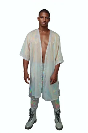 Mens Holographic White Kimono