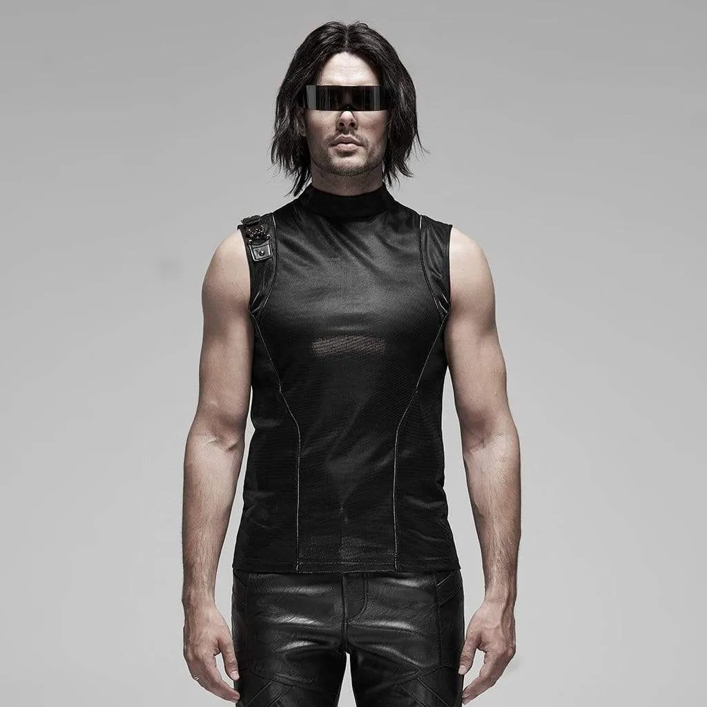 Men's Punk Futuristic Zipper Back Vests