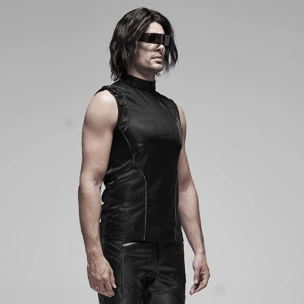 Men's Punk Futuristic Zipper Back Vests