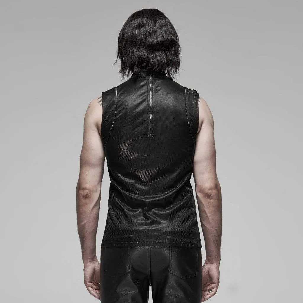 Men's Punk Futuristic Zipper Back Vests