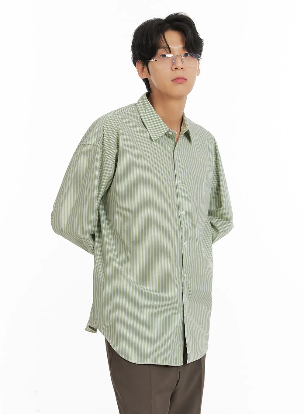 Men's Striped Button Down Shirt IA401