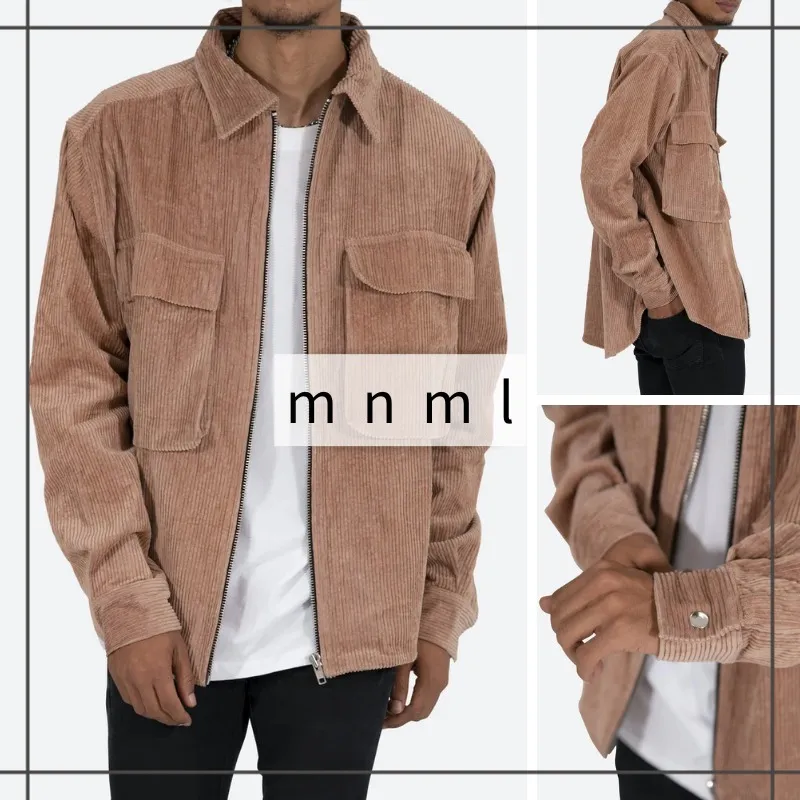 MNML  |Corduroy Street Style Long Sleeves Plain Cotton Oversized