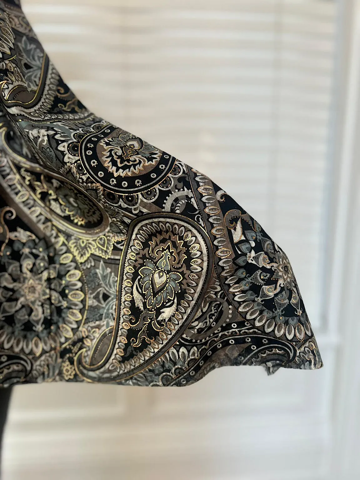 Mocha Paisley Gold Accent Scarf