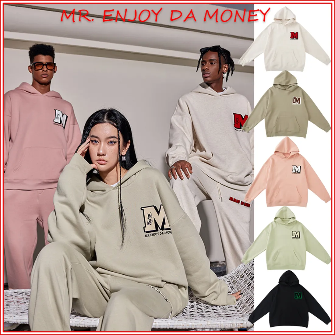 MR. ENJOY DA MONEY  |Unisex Blended Fabrics Street Style Long Sleeves Cotton