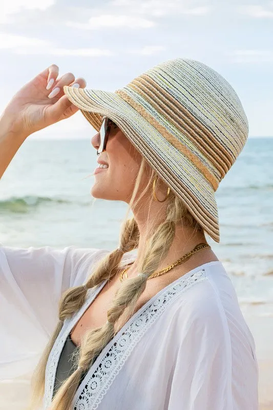 Multi-Stripe Bow Accent Bucket Sunhat