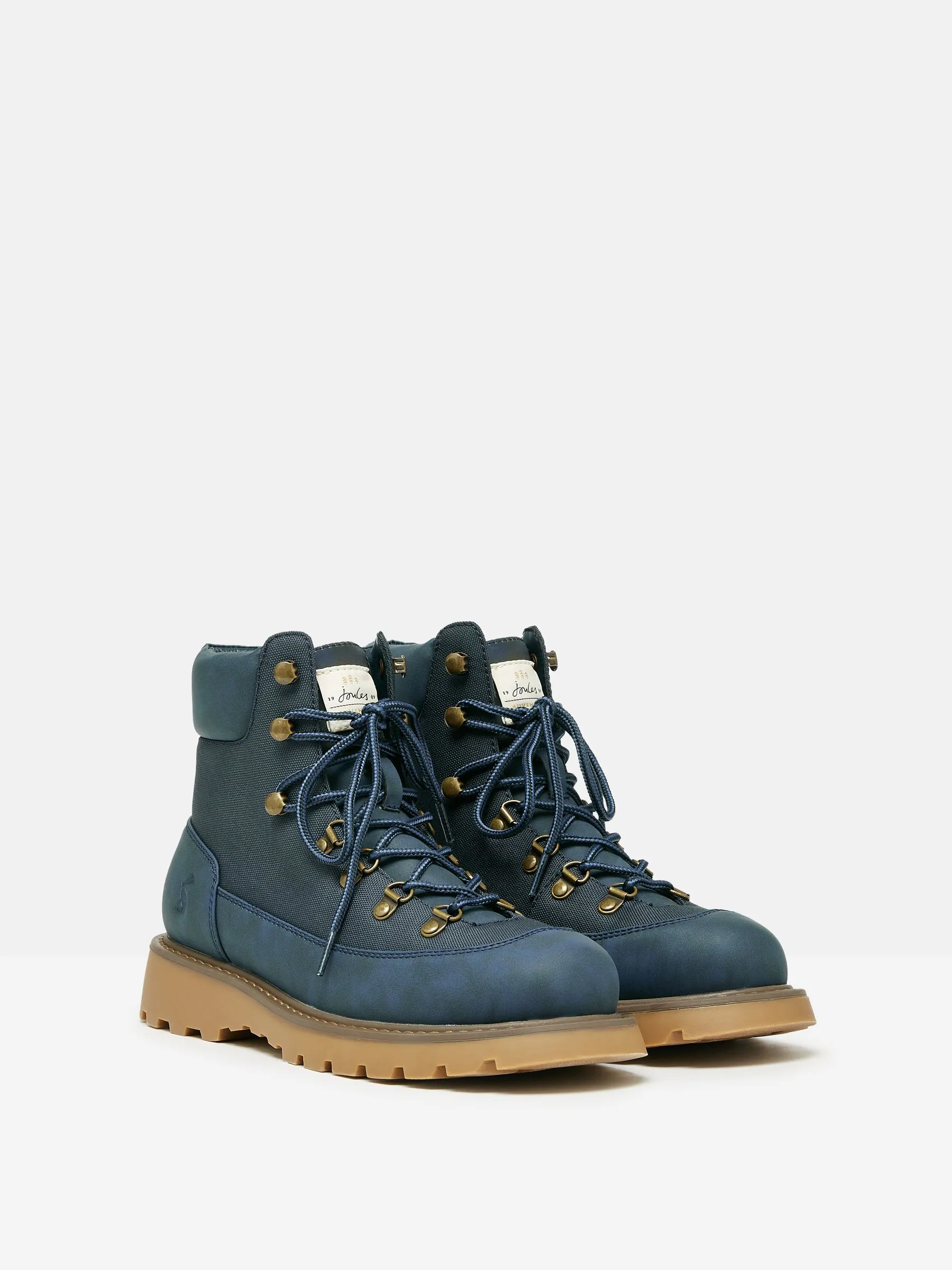 Navy Lace-Up Boots