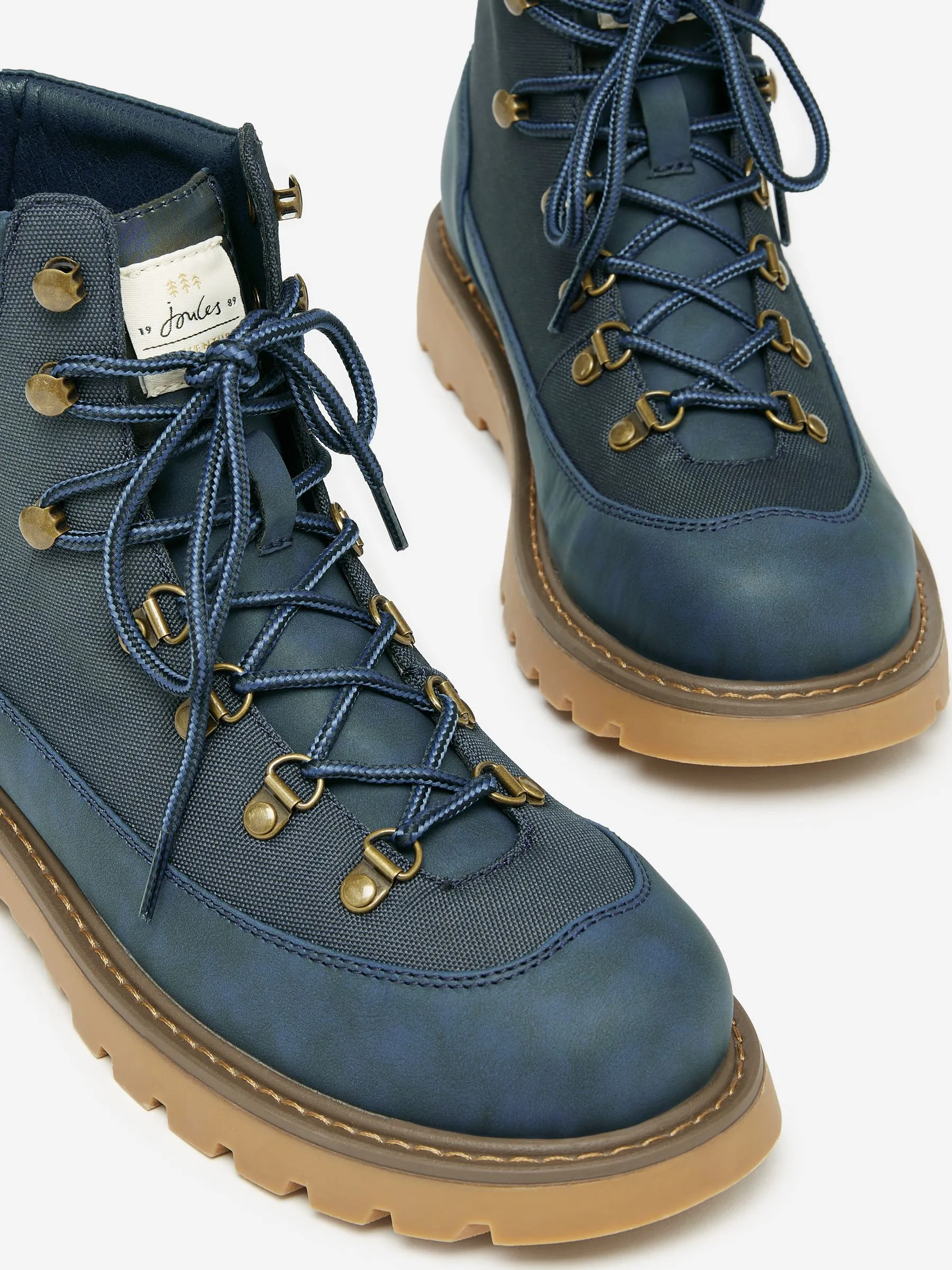 Navy Lace-Up Boots