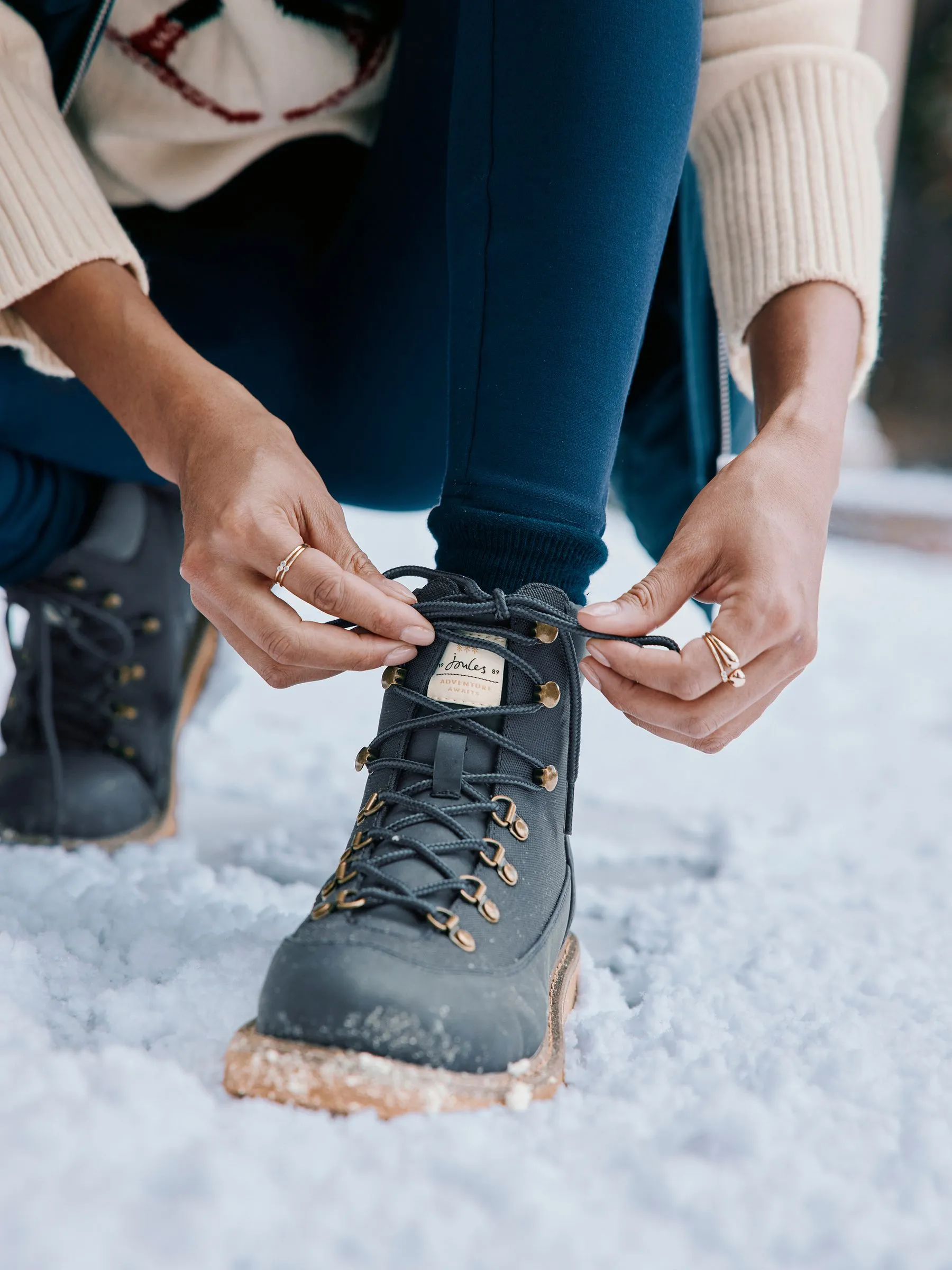 Navy Lace-Up Boots