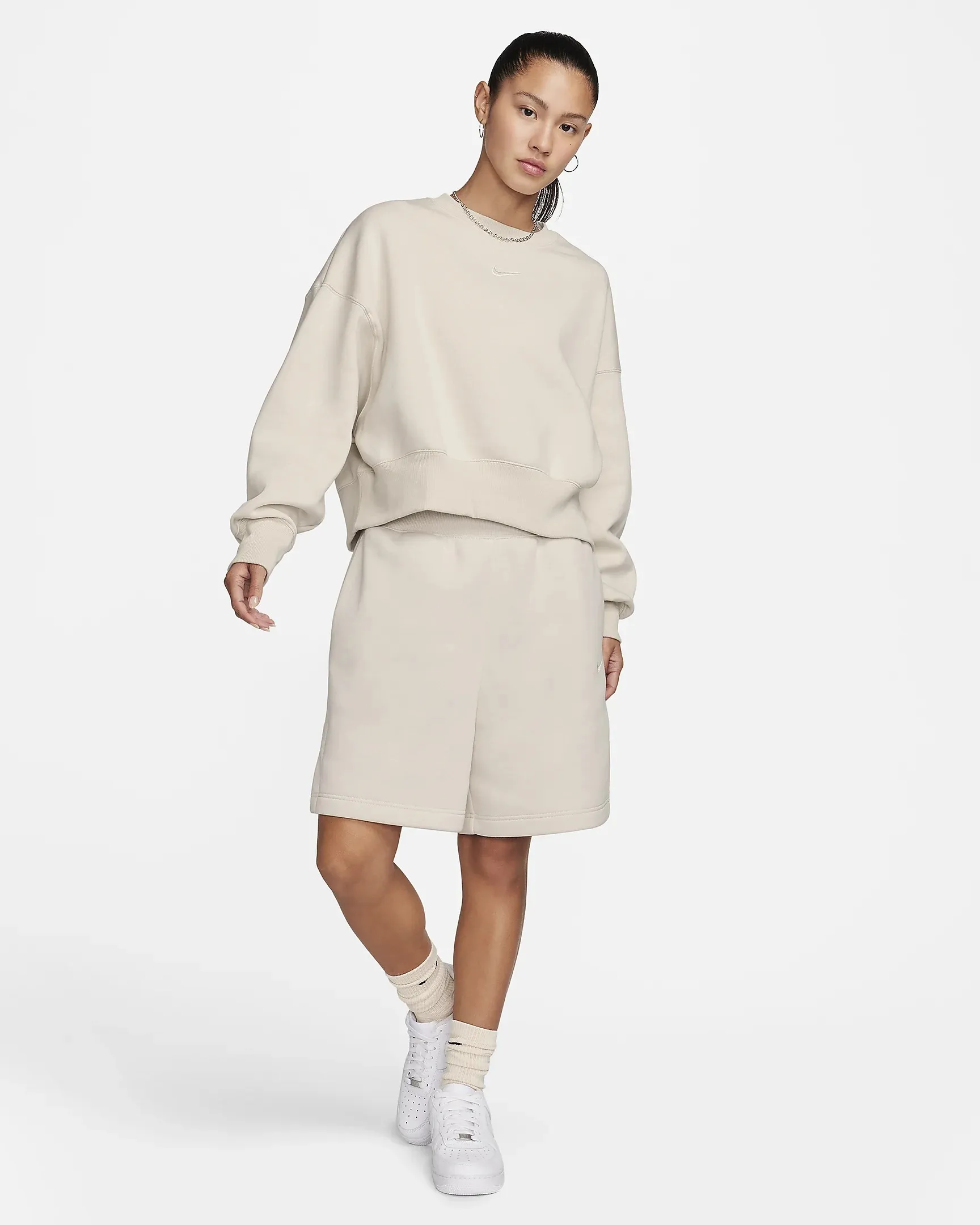 Nike  |Blended Fabrics Street Style U-Neck Long Sleeves Plain