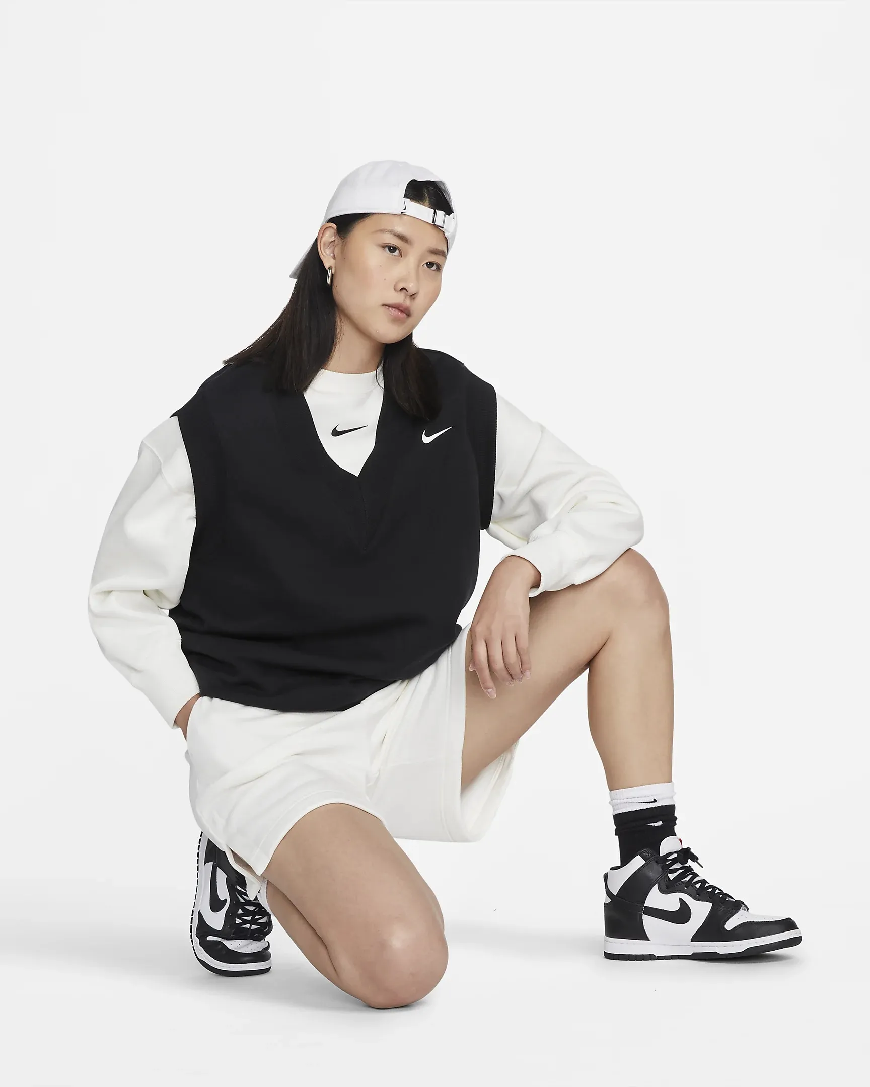 Nike  |Blended Fabrics Street Style U-Neck Long Sleeves Plain