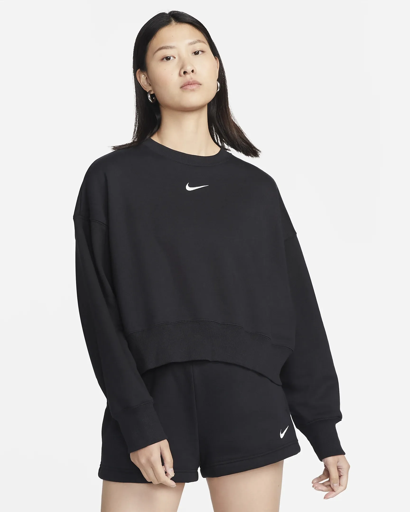 Nike  |Blended Fabrics Street Style U-Neck Long Sleeves Plain