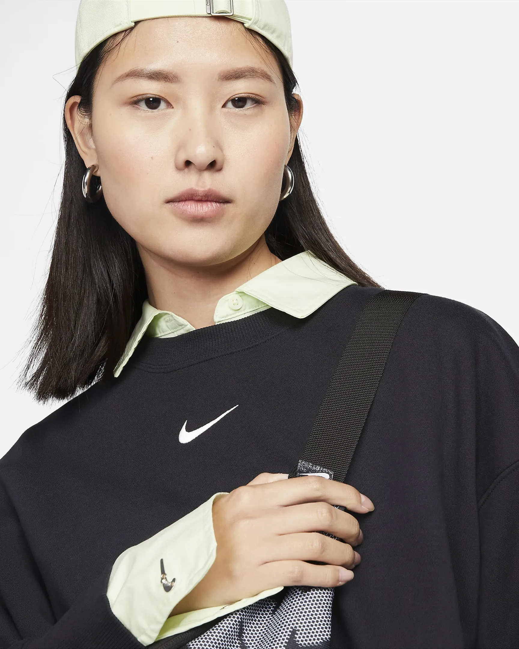 Nike  |Blended Fabrics Street Style U-Neck Long Sleeves Plain