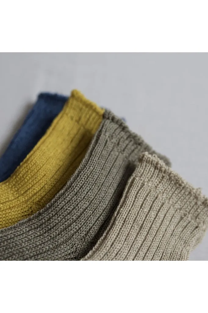 Nishiguchi Kutsushita - Praha Linen Ribbed Sock - Off White